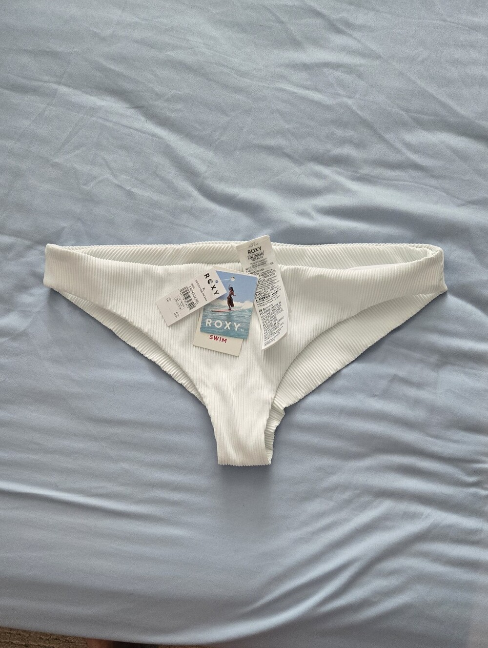 Roxy White Ribbed Bikini Bottoms